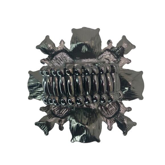 Black and Gun Metal Geometric Rhinestone Statement Ring - One Size Fits Most - Picture 4 of 4